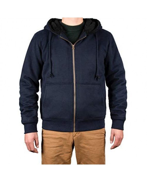 Men's Heavyweight Hooded Fleece Sweatshirt Sherpa Lined Full Zip Hoodie Sweater Jackets