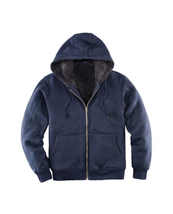 Men's Heavyweight Hooded Fleece Sweatshirt Sherpa Lined Full Zip Hoodie Sweater Jackets
