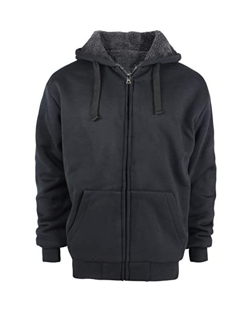 Men's Hoodies Full Zip Sherpa Lined Heavyweight Fleece Warm Sweatshirts Big Tall