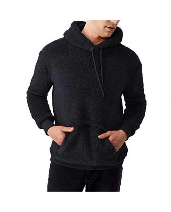 Mens Sherpa Pullover Hoodie - Adult Soft Plush Teddy Long Sleeve Fuzzy Hooded Teddy Bear Sweatshirt for Women