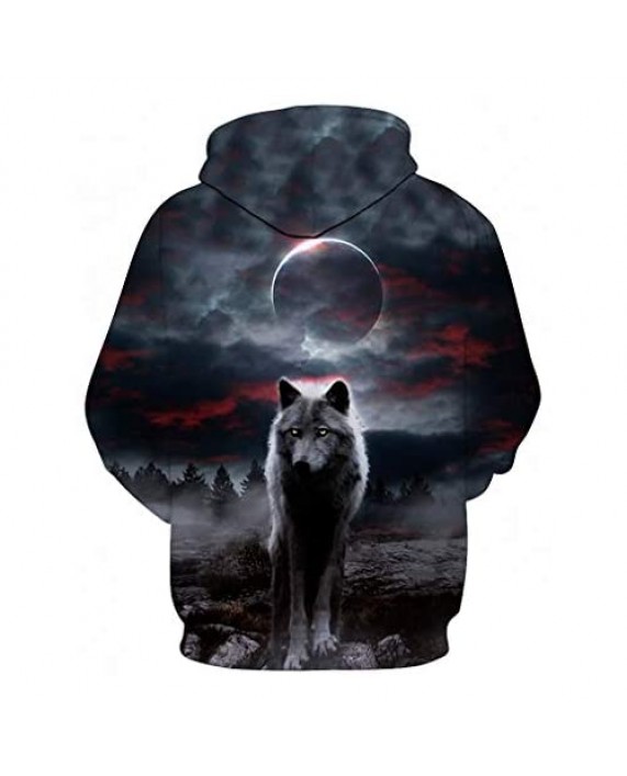 Night Space Galaxy Sweatshirt Men/Tracksuits Print Galaxy Wolf Hooded Hoodies