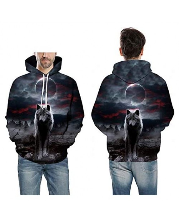 Night Space Galaxy Sweatshirt Men/Tracksuits Print Galaxy Wolf Hooded Hoodies