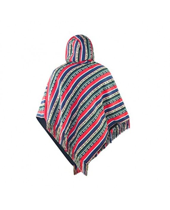 virblatt - poncho men | cotton & polar fleece | Baja hoodie mens traditional poncho jerga pancho- Adelante L-XL red