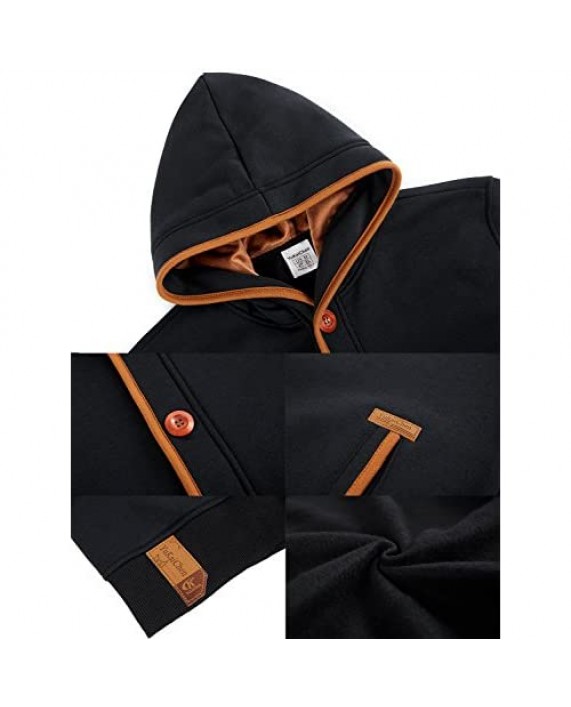 YuKaiChen Men's Fleece Hoodie Button-up Jacket Hooded Sweatshirt