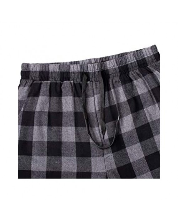 Alimens & Gentle Men's Heavyweight Flannel Plaid Pajama Pants 100% Cotton Sleep Lounge Pant