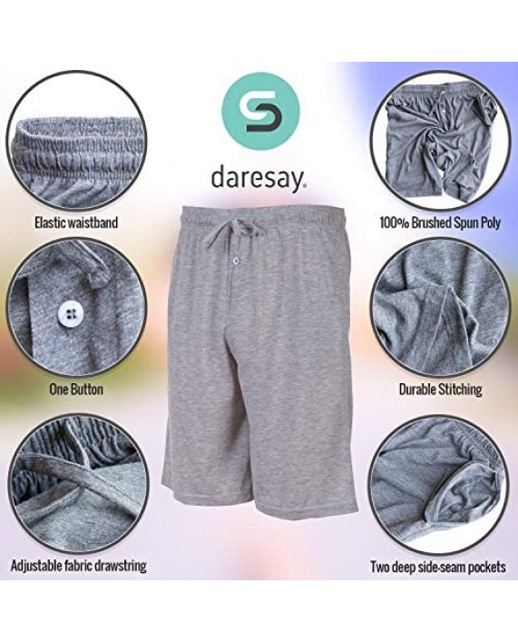 DARESAY Men's Athletic Jersey Knit Shorts with Pockets for Workout or Lounge 3 Pack