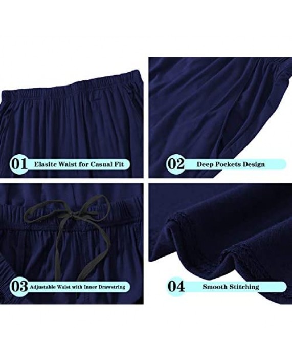 JINSH Men's Pajama Pants Pockets Modal PJ Pajama Bottoms Sleepwear Homewear Lounge Pants