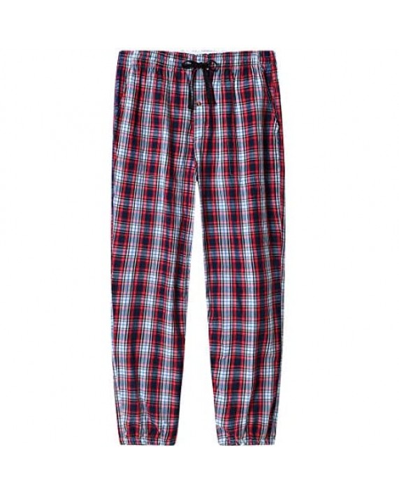 JINSHI Mens Pajama Pant Lounge Pants Sleepwear Pants Soft Cotton Plaid Lounge Pants with Pockets