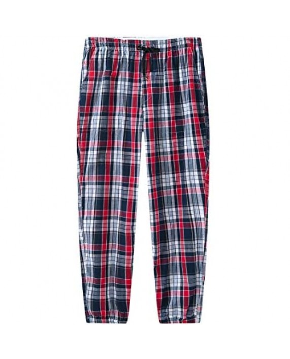 JINSHI Men's Pajama Pants Plaid Sleapwear Pants Loungewear Bottom Button Fly/Drawstring/Pockets 3-Pack