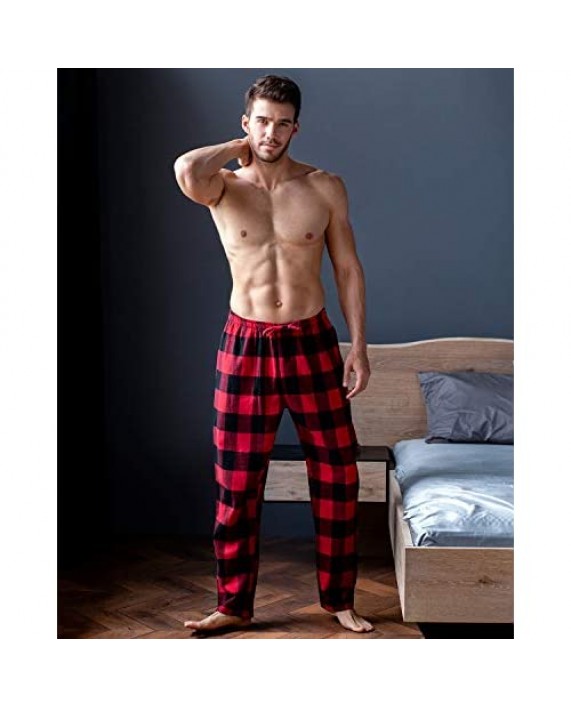 LAPASA Men's 100% Cotton Woven Flannel Pajama Lounge Sleep Pants Plaid PJ Bottoms w Pockets and Drawstring M39