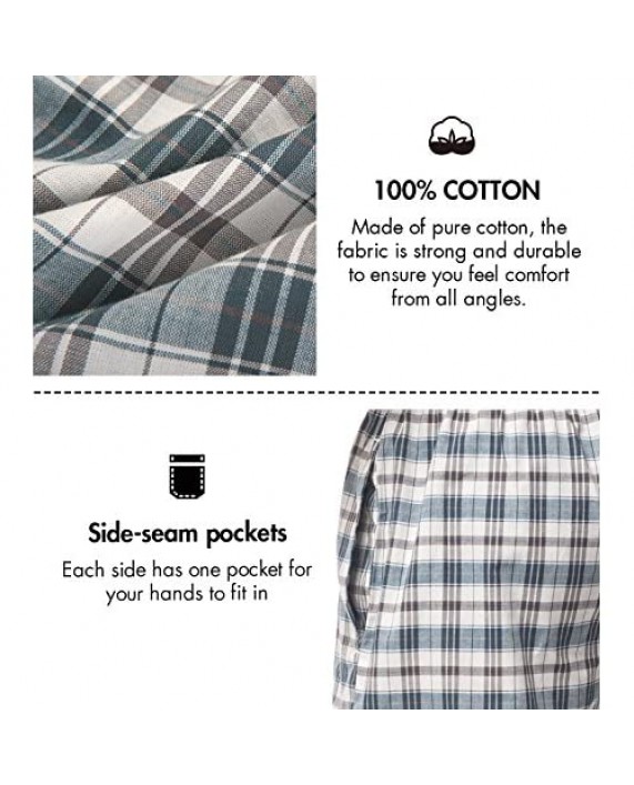 LAPASA Men's 100% Cotton Woven Pajama Lounge Sleep Pants Plaid PJ Bottoms with Drawstring M38
