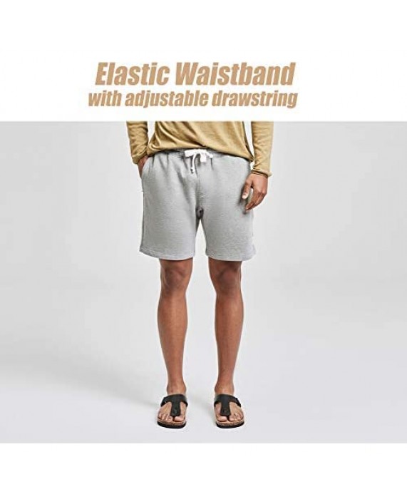 MaaMgic Men's Fleece Pajama Flat Front Shorts 9 Casual Shorts Athletic Jogger Pocket Sportswear Short