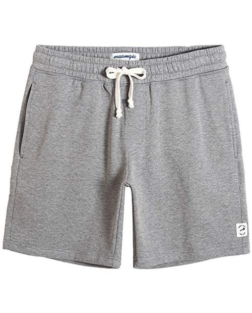 MaaMgic Men's Fleece Pajama Flat Front Shorts 9" Casual Shorts Athletic Jogger Pocket Sportswear Short