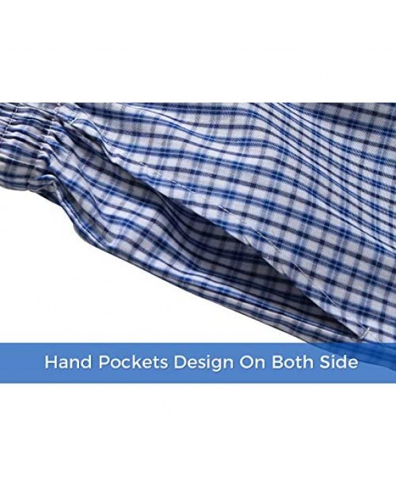 Men’s Pajama Shorts Man Plaid Sleep Shorts Cotton Boxer Lounge Shorts with Pockets