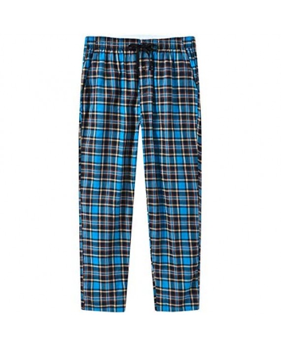 MoFiz Men's Pajama Pants Bottom Plaid Sleep Pants Lounge Pants Comfortable House Pants Fleece PJS Pants Button Fly 3-Pack