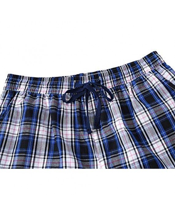 MoFiz Men's Sleepwear Shorts Pajama Bottom Lounge Short Plaid Button Open Fly 3Pack