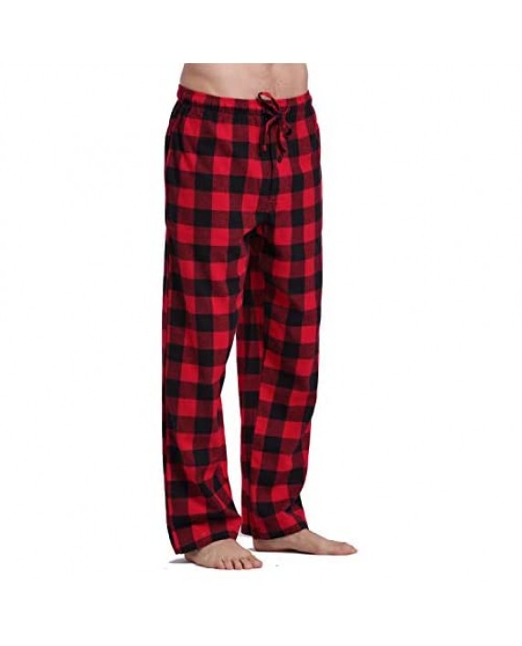 Upsoelle Men's 100% Cotton Super Soft Flannel Plaid Pajama/Lounge Pants
