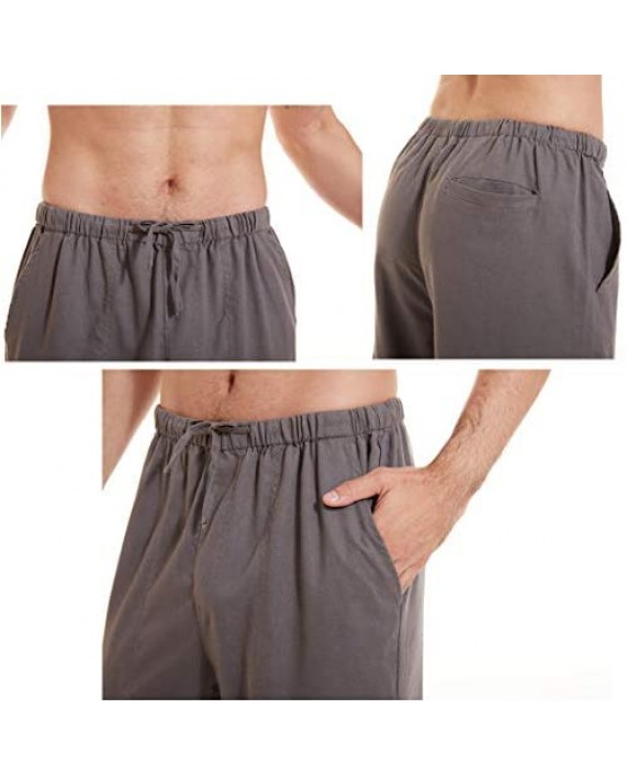 YuKaiChen Men's Linen Cotton Yoga Pants Casual Loose Sweatpants Beach Trousers Lounge Pants