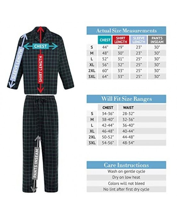 Alexander Del Rossa His and Hers Lightweight Flannel Pajamas Long Button Down Cotton Pj Set
