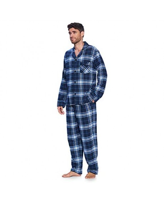 Ashford & Brooks Men’s Flannel Long Sleeve Pajamas Set Plaid Sleepwear & Loungewear Button Down PJ Set
