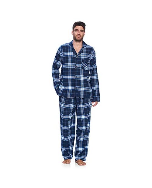 Ashford & Brooks Men’s Flannel Long Sleeve Pajamas Set Plaid Sleepwear & Loungewear Button Down PJ Set