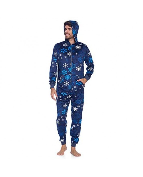 Ashford & Brooks Men's Mink Fleece Hooded One-Piece Union Suit Pajamas