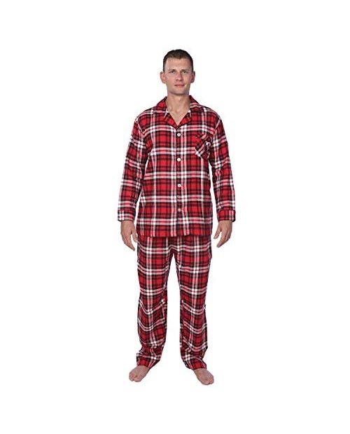 Beverly Rock Men's Brushed 100% Cotton Flannel Plaid Pajama Set