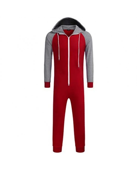 COOFANDY Mens Hooded Jumpsuit Full Zip Onesie Rompers One Piece Overalls Lightweight Tracksuit with Pockets