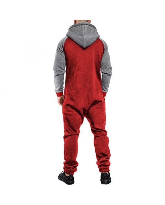 COOFANDY Mens Hooded Jumpsuit Full Zip Onesie Rompers One Piece Overalls Lightweight Tracksuit with Pockets