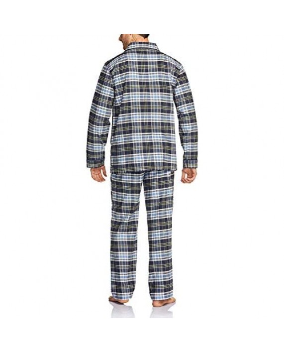 CQR Men's 100% Cotton Plaid Flannel Pajama Set Brushed Soft Lounge & Sleep PJ Top & Bottom with Pockets