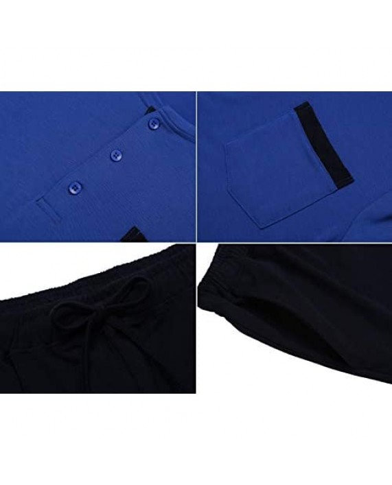 Ekouaer Sleepwear Men’s Pajamas Set Long/Short Sleeve PJs Soft Cotton Lounge Sets S-XXL