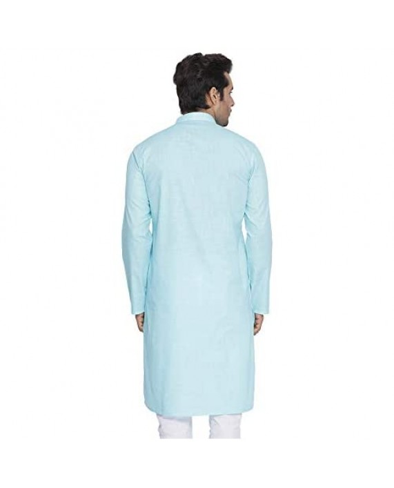 Elina fashion Men's Tunic Cotton Kurta Pajama Set Indian Traditional Wear