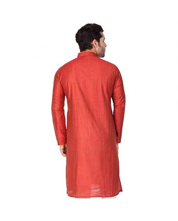 Elina fashion Men's Tunic Cotton Silk Kurta Pajama Set Indian Traditional Wear
