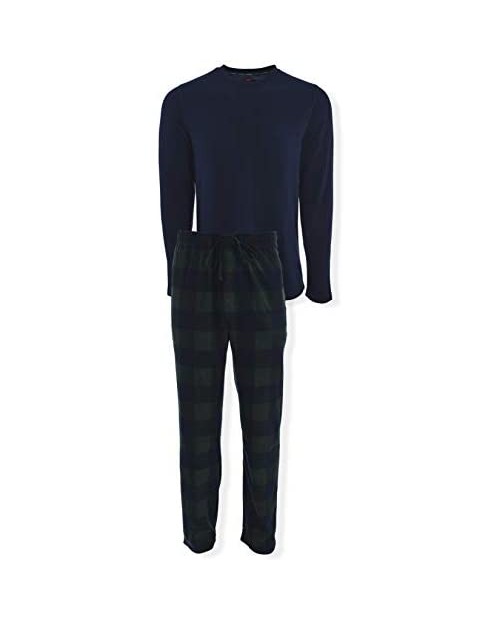 Hanes Men's Tagless Two-Piece Micro-Fleece Pajama Set