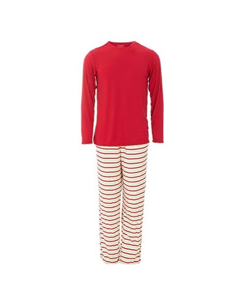 KICKEE Men's Print Long Sleeve Pajama Set