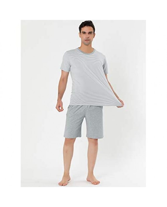 Lars Amadeus Men's Sleepwear Set Short Sleeve Striped Color Block Lounge Pajamas Sets Suit Loungewear