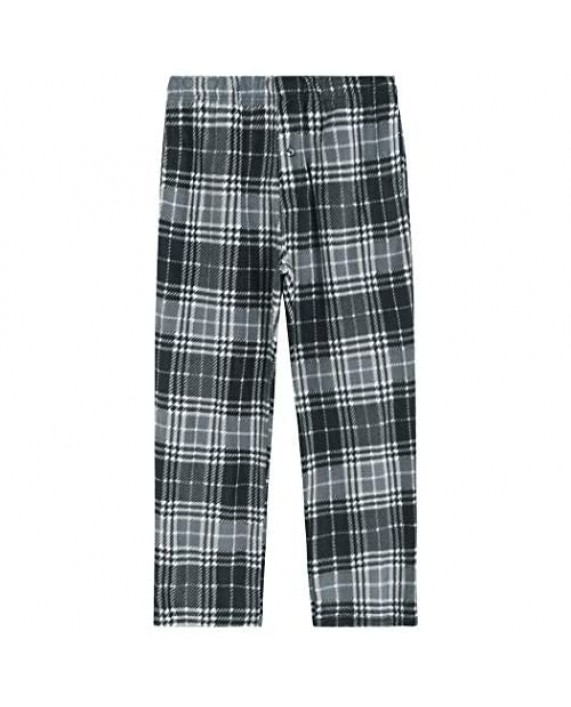 Latuza Men's Long Sleeves Top Fleece Plaid Pants Pajama Set