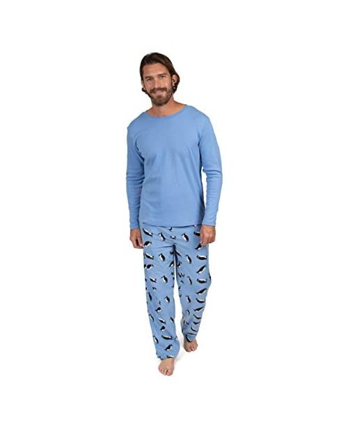Leveret Mens Cotton Top & Fleece Pants 2 Piece Pajama Set (Size Small-XX-Large)