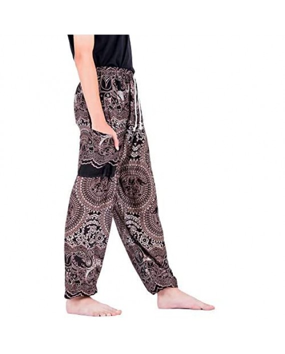 LOFBAZ Men Boho Pants with Pockets Yoga Clothes for Mens Pajamas Harem Clothing