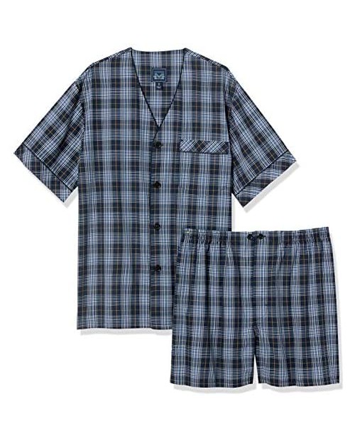Majestic International Men's Ease Into Summer Woven Easy Care Shorty Pajama Set