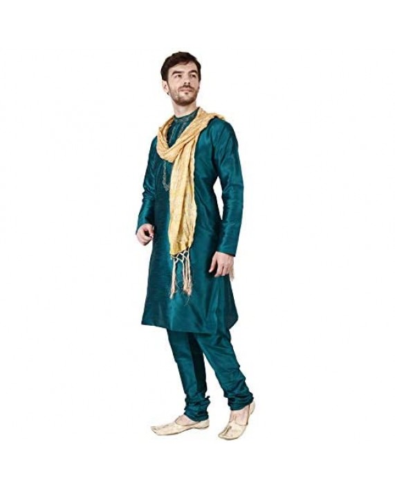 Maple Clothing Kurta Pajama Set Men's Indian Ethnic Wedding Party Dress Art Silk