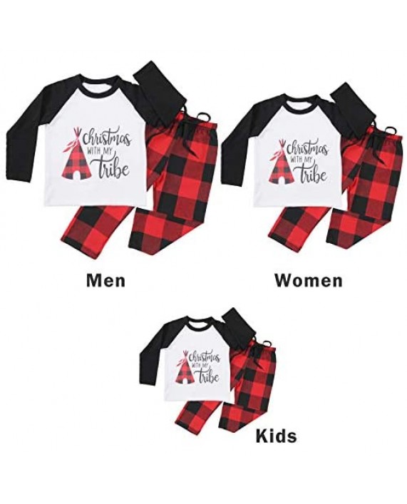 Matching Christmas PJs for Family Holiday Pajamas for Women/Men/Kids/Couples/Adult Vacation Cute Plaid Printed Loungewear