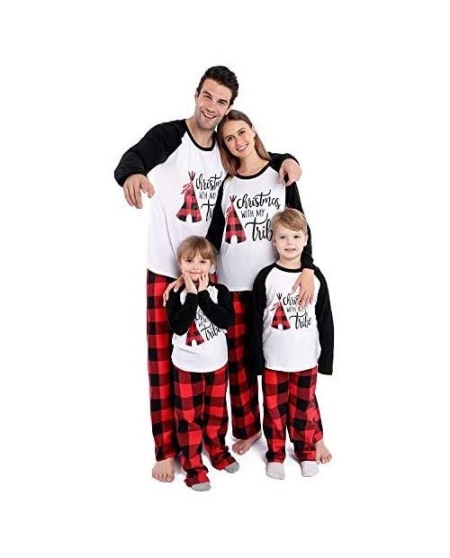 Matching Christmas PJs for Family Holiday Pajamas for Women/Men/Kids/Couples/Adult Vacation Cute Plaid Printed Loungewear