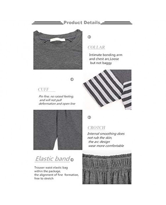 Men's Short Stripe Sleepwear Cotton Pajamas Soft Comfortable Classic Pjs Summer Set
