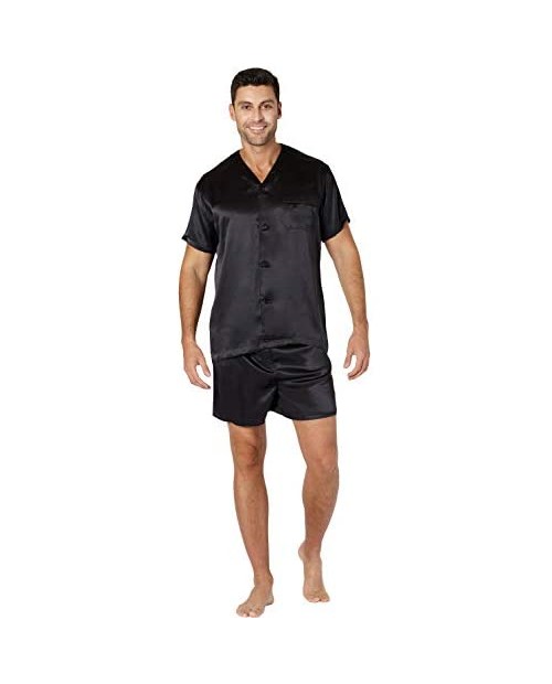 Mens Silk Short Sleeve Short Pajama Set