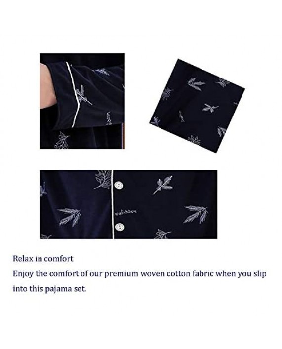 MOONSIROLI Men's Cotton Sleepwear Button-Down Pajamas Set Sleepwear for Men Set Lounge Pjs Set