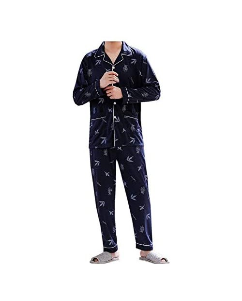 MOONSIROLI Men's Cotton Sleepwear Button-Down Pajamas Set Sleepwear for Men Set Lounge Pjs Set