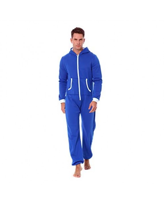 Nicetage Unisex-Adult Hooded Onesie Jumpsuit Printed Halloween Romper Overall Zip up Playsuit