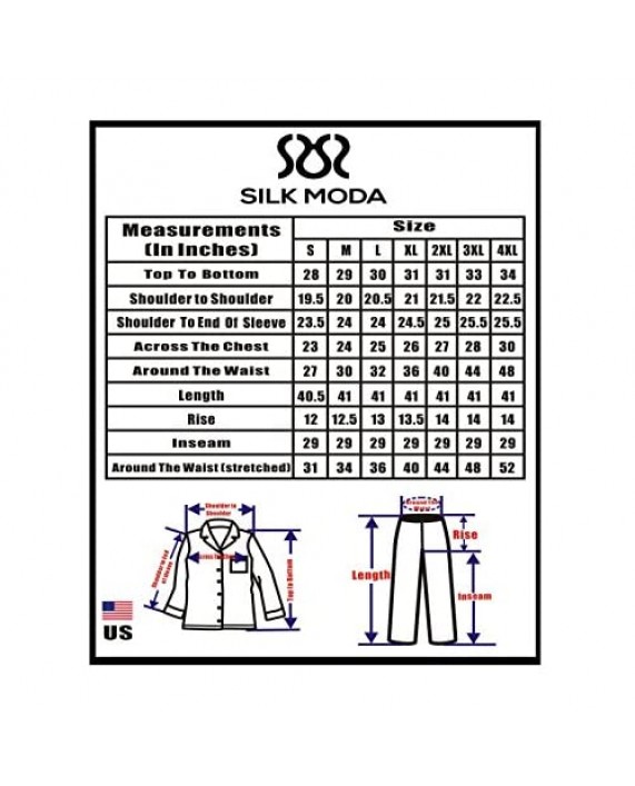SILK MODA 2 PCS Set Mens Silk Pajama/Lounge Top & Pants Set