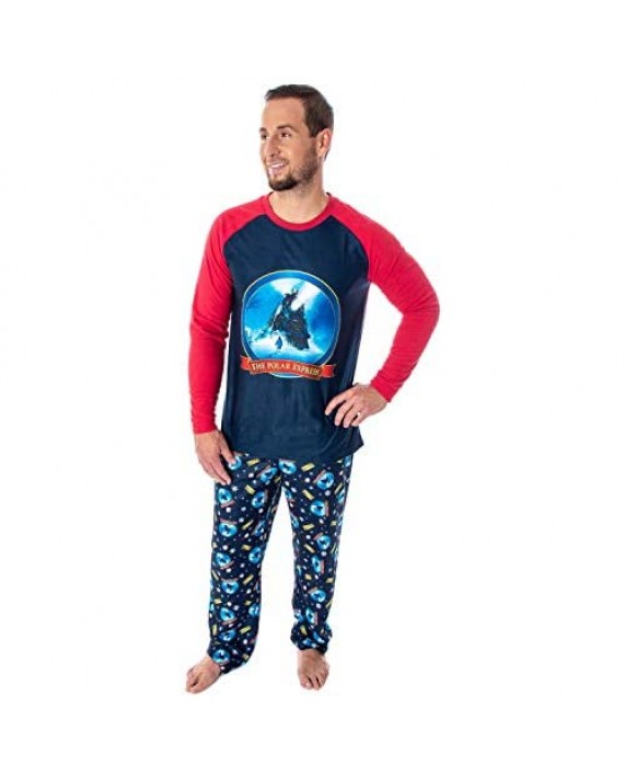 The Polar Express Train Men's Raglan Shirt And Pants 2 Piece Sleep Lounge Pajama Set
